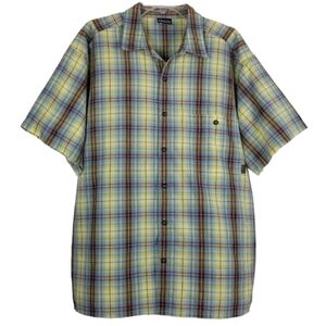 Patagonia Men's Short Sleeve Plaid Button Up Shirt Organic Cotton Vtg Size Large